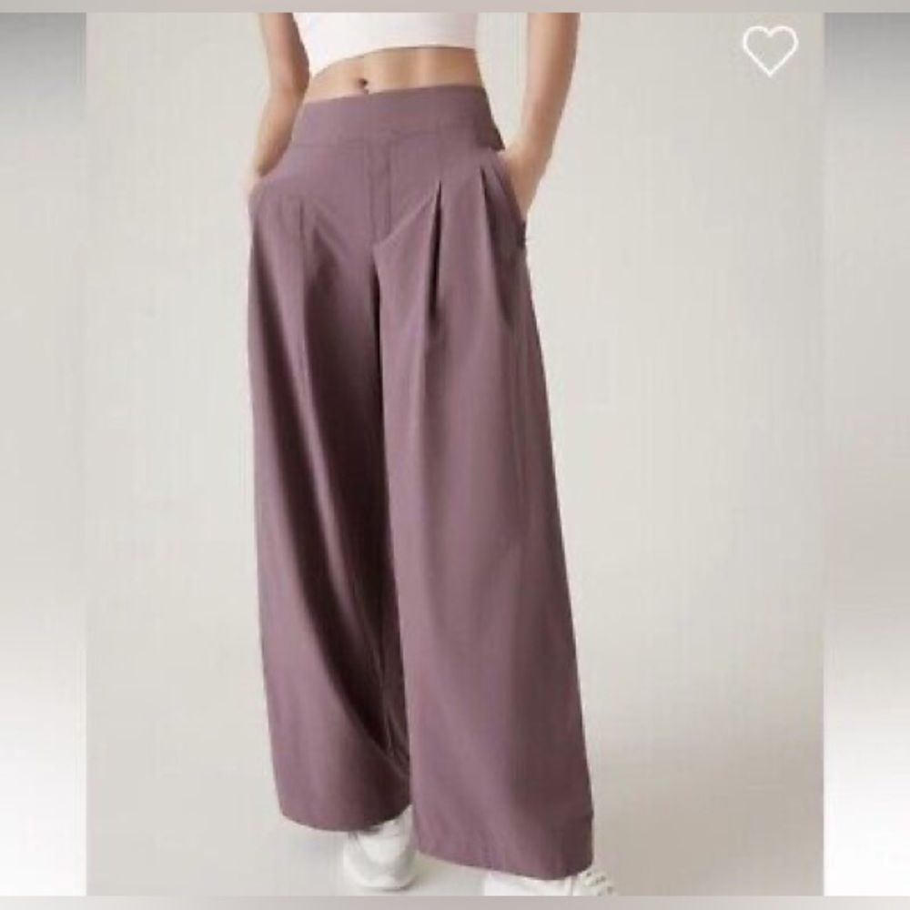 Athleta Women’s Mauve Wide Leg Brooklynn Heights pants Trousers Size 12 casual